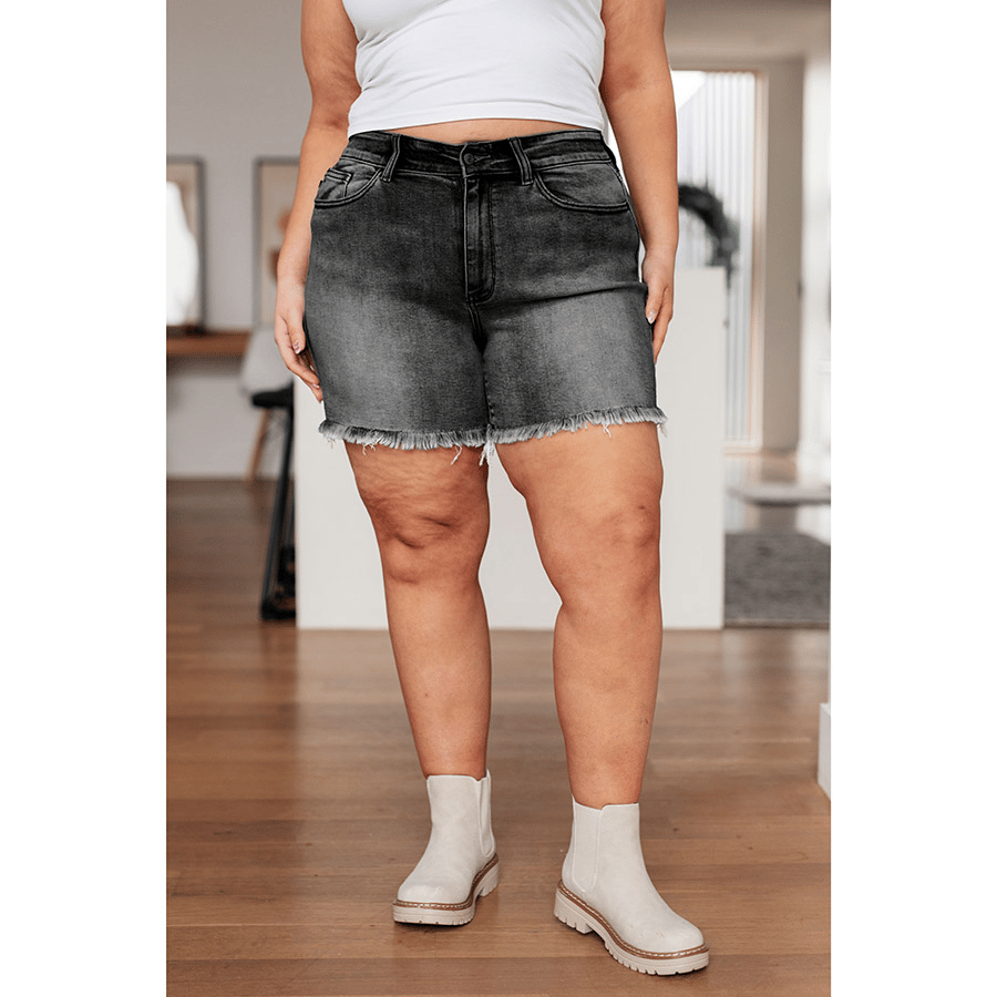 🔥 Sista dagen -49% RABATT 🔥 Högmidjeklippta "Dad Shorts" med fransad kant